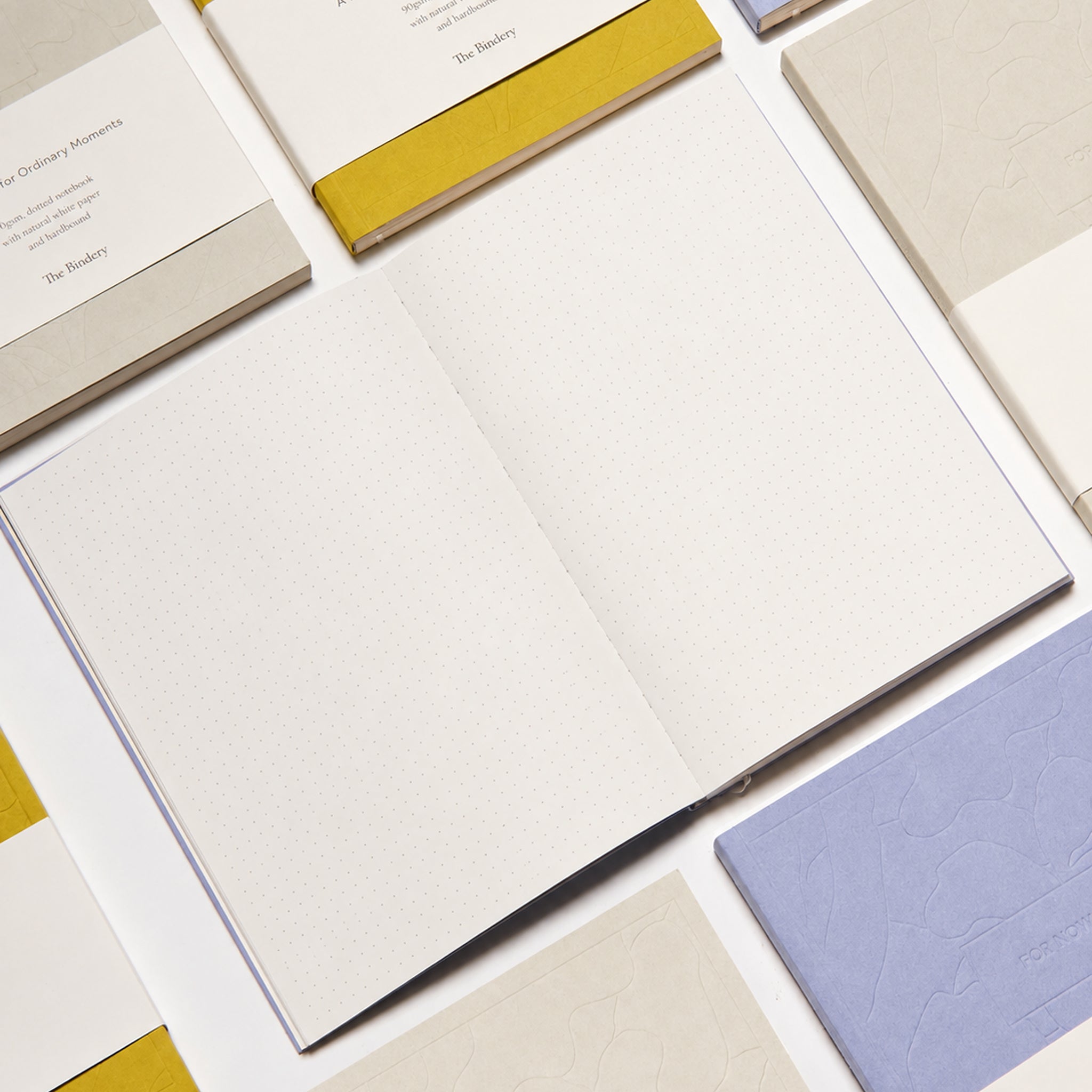 Open pages of a Bindery A5 notebook from the set of 3, 90 GSM natural paper